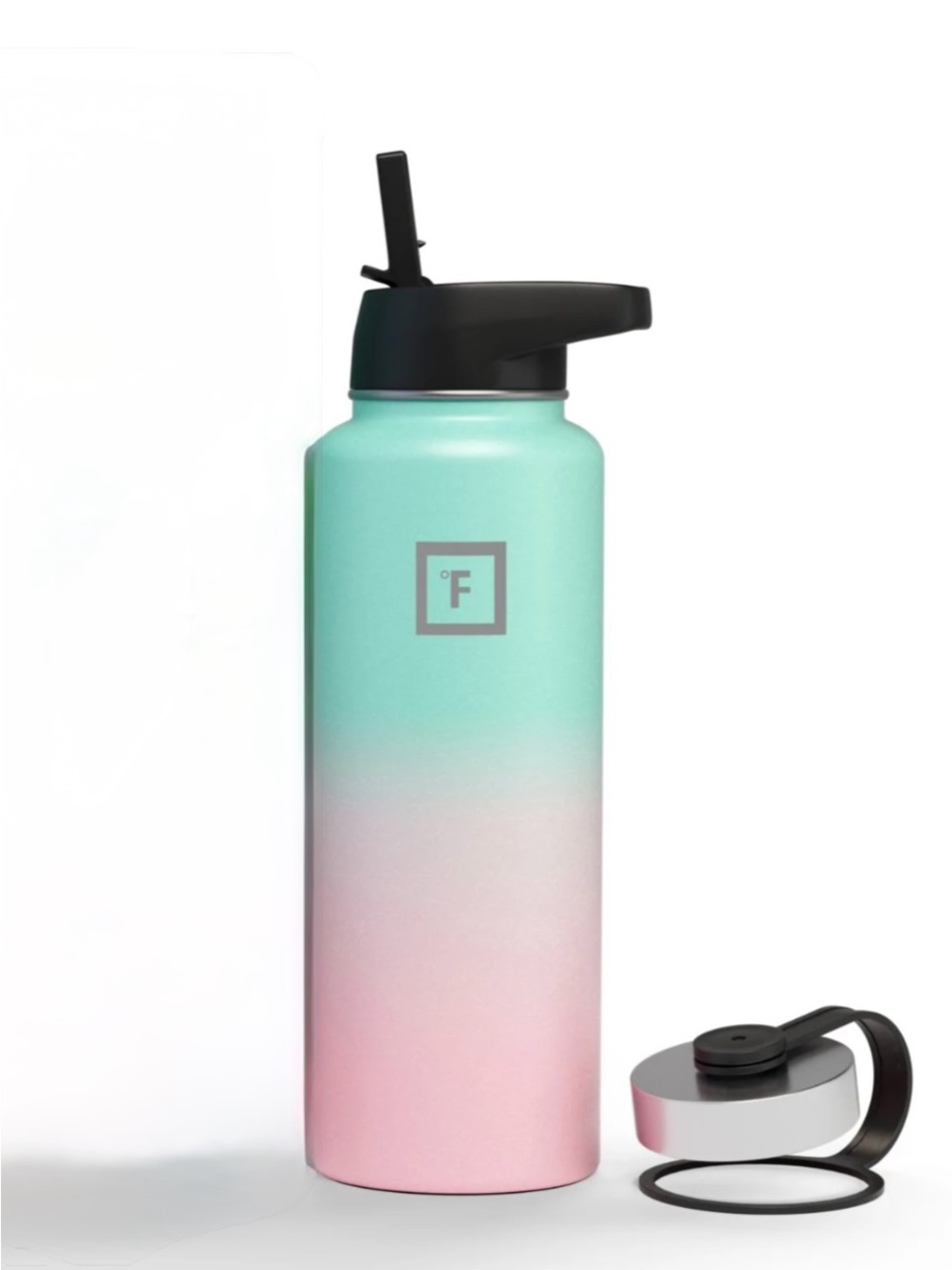 IRON FLASK tumbler w/straw, wide mouth, stainless steel color bubblegum 40oz